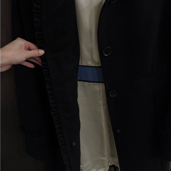 J.Crew Classic Black 100% Wool Coat Size 6 - Picture 3 of 4